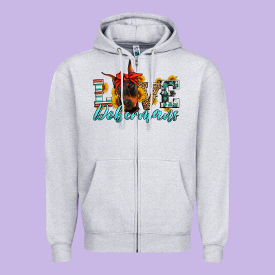 Love Dobermans Zipper Hoodie Designed By Artiststas