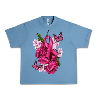 Pebble Blue Cancer Boxing Gloves with Ribbon Urban Heavy Tee - texasbilliewilder