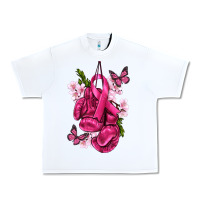 White Cancer Boxing Gloves with Ribbon Urban Heavy Tee - texasbilliewilder