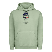 Pigment Oil Green American Stars, American Flag Patterned Mom Skull Urban Hoodie - Bettercallsaul
