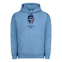 Pigment Pebble Blue American Stars, American Flag Patterned Mom Skull Urban Hoodie - Bettercallsaul