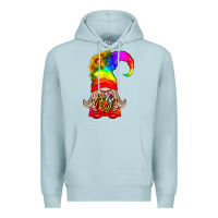 Blue Mist LGBTQ+ Pride Gnome With Donut Premium Hoodie - BundleAndBundleShop