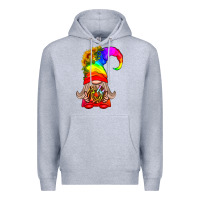 Heather Grey LGBTQ+ Pride Gnome With Donut Premium Hoodie - BundleAndBundleShop