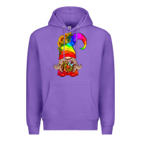 Purple LGBTQ+ Pride Gnome With Donut Premium Hoodie - BundleAndBundleShop