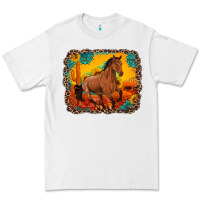 White horse with sunflowers turquoise gemstone western sunset leopard backgr Premium Tee - Artiststas