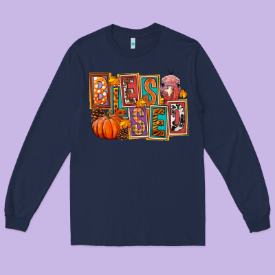 Blessed Thanksgiving Long Sleeve Tee Designed By Fadigitalartstudio