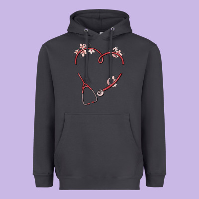 Custom Heart Stethoscope Heavyweight Hoodie Designed By Maliassmallbusiness