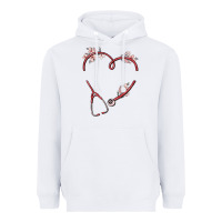 White custom heart stethoscope Heavyweight Hoodie - MaliasSmallBusiness