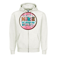 Oatmeal Heather nurse round earrings 2 Zipper Hoodie - BundleAndBundleShop