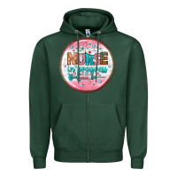 Sports Green nurse round earrings 2 Zipper Hoodie - BundleAndBundleShop