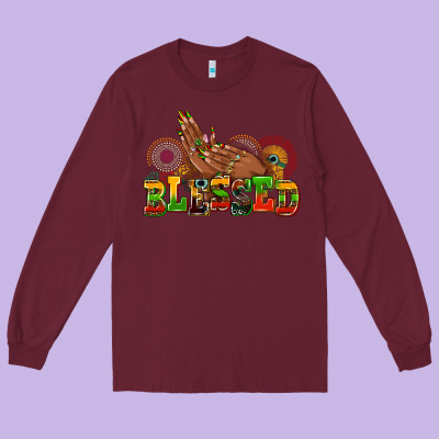 Blessed Afro Woman Hands Long Sleeve Tee Designed By Adodesignshop
