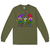 Army Green autism Gnome Long Sleeve Tee - CowhideDigitalArt