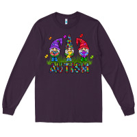 Plum autism Gnome Long Sleeve Tee - CowhideDigitalArt
