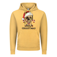 Vintage Mustard merry christmas skull Vintage Hoodie - RanaPortraitStore