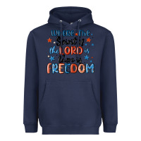 Navy where the spirit of the lord is there is freedom Heavyweight Hoodie - MaliasSmallBusiness