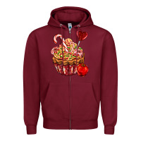 Burgundy Christmas candy cupcake Zipper Hoodie - AdoDesignShop