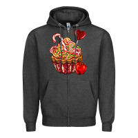 Charcoal Heather Christmas candy cupcake Zipper Hoodie - AdoDesignShop