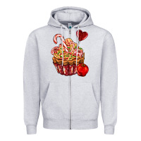 Heather Grey Christmas candy cupcake Zipper Hoodie - AdoDesignShop
