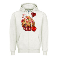 Oatmeal Heather Christmas candy cupcake Zipper Hoodie - AdoDesignShop