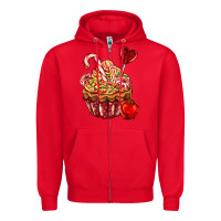 Red Christmas candy cupcake Zipper Hoodie - AdoDesignShop