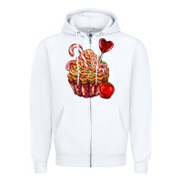 White Christmas candy cupcake Zipper Hoodie - AdoDesignShop