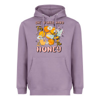Lavender she works hard for the honey Heavyweight Hoodie - MaliasSmallBusiness