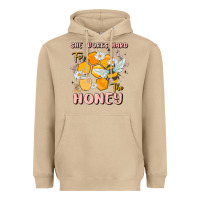 Mushroom she works hard for the honey Heavyweight Hoodie - MaliasSmallBusiness
