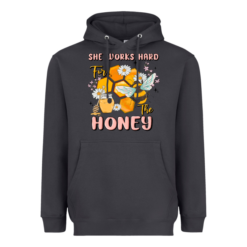 She Works Hard For The Honey Heavyweight Hoodie by MaliasSmallBusiness | Teevron