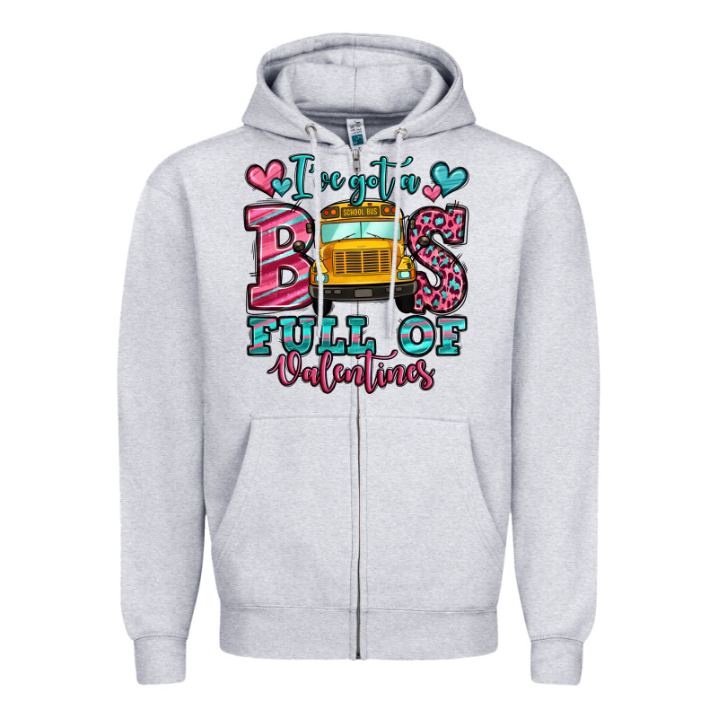 I've Got A Bus Full Of Valentines School Bus Zipper Hoodie by Jasminsmagicworld | Teevron