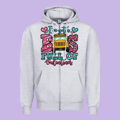 I've Got A Bus Full Of Valentines School Bus Zipper Hoodie Designed By Jasminsmagicworld