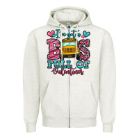 Oatmeal Heather i've got a bus full of valentines school bus Zipper Hoodie - Jasminsmagicworld