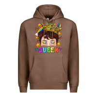Chestnut LGBTQ+ Queer Portrait With Crown And Rainbow Premium Hoodie - BundleAndBundleShop