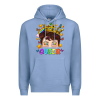Colony Blue LGBTQ+ Queer Portrait With Crown And Rainbow Premium Hoodie - BundleAndBundleShop