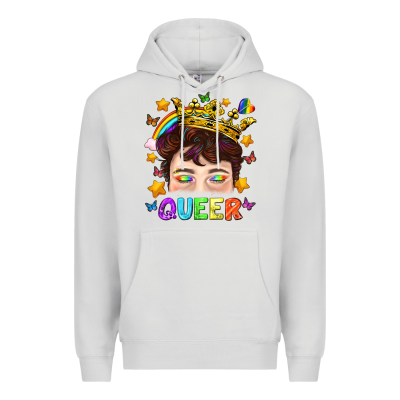 Lgbtq+ Queer Portrait With Crown And Rainbow Premium Hoodie by BundleAndBundleShop | Teevron