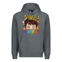 Rock LGBTQ+ Queer Portrait With Crown And Rainbow Premium Hoodie - BundleAndBundleShop