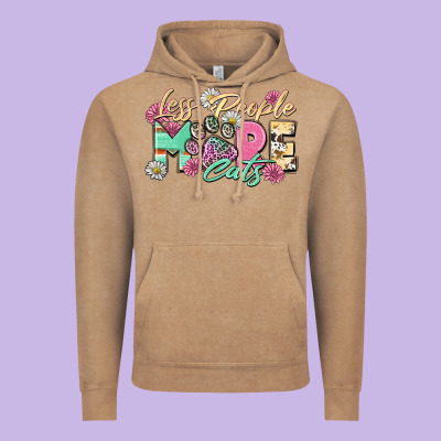 Less People More Cats Vintage Hoodie Designed By Zillion Design Studio