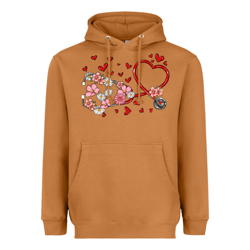Valentine's Day Stethoscope Heavyweight Hoodie by MaliasSmallBusiness | Teevron
