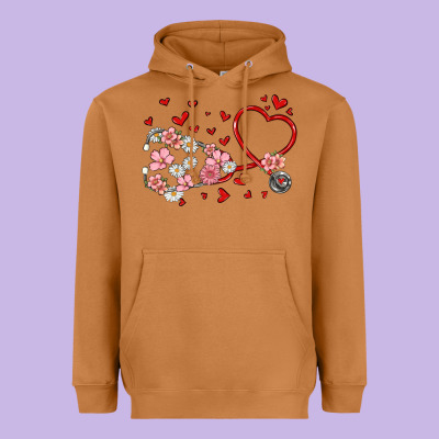 Valentine's Day Stethoscope Heavyweight Hoodie Designed By Maliassmallbusiness