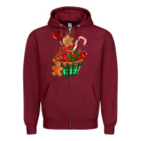 Burgundy christmas cupcake Zipper Hoodie - AdoDesignShop