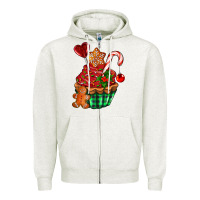 Oatmeal Heather christmas cupcake Zipper Hoodie - AdoDesignShop