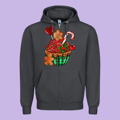 Christmas Cupcake Zipper Hoodie Designed By Adodesignshop