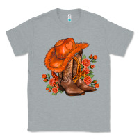 Heather Grey orange  cowgirl  and roses Classic Tee - AdoDesignShop