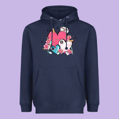 Nurse Hearts Heavyweight Hoodie Designed By Maliassmallbusiness