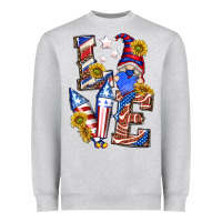Heather Grey love 4th of july with gnome Heavyweight Sweatshirt - texasbilliewilder