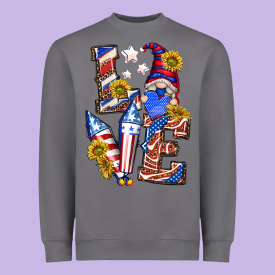 Heavyweight Sweatshirt love 4th of july with gnome