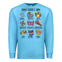 Ocean Blue god says i am mardi gras Premium Sweatshirt - MaliasSmallBusiness