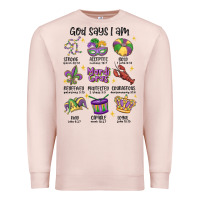 Pale Pink god says i am mardi gras Premium Sweatshirt - MaliasSmallBusiness