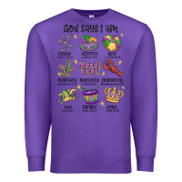Purple god says i am mardi gras Premium Sweatshirt - MaliasSmallBusiness