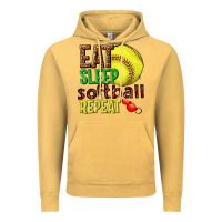 Vintage Mustard eat sleep softball repeat Vintage Hoodie - texasbilliewilder