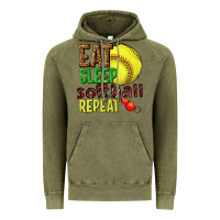 Vintage Olive eat sleep softball repeat Vintage Hoodie - texasbilliewilder